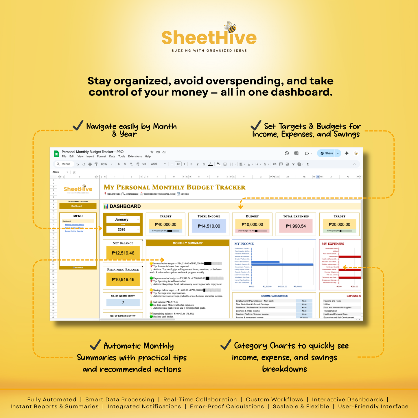 Personal Monthly Budget Tracker - PRO