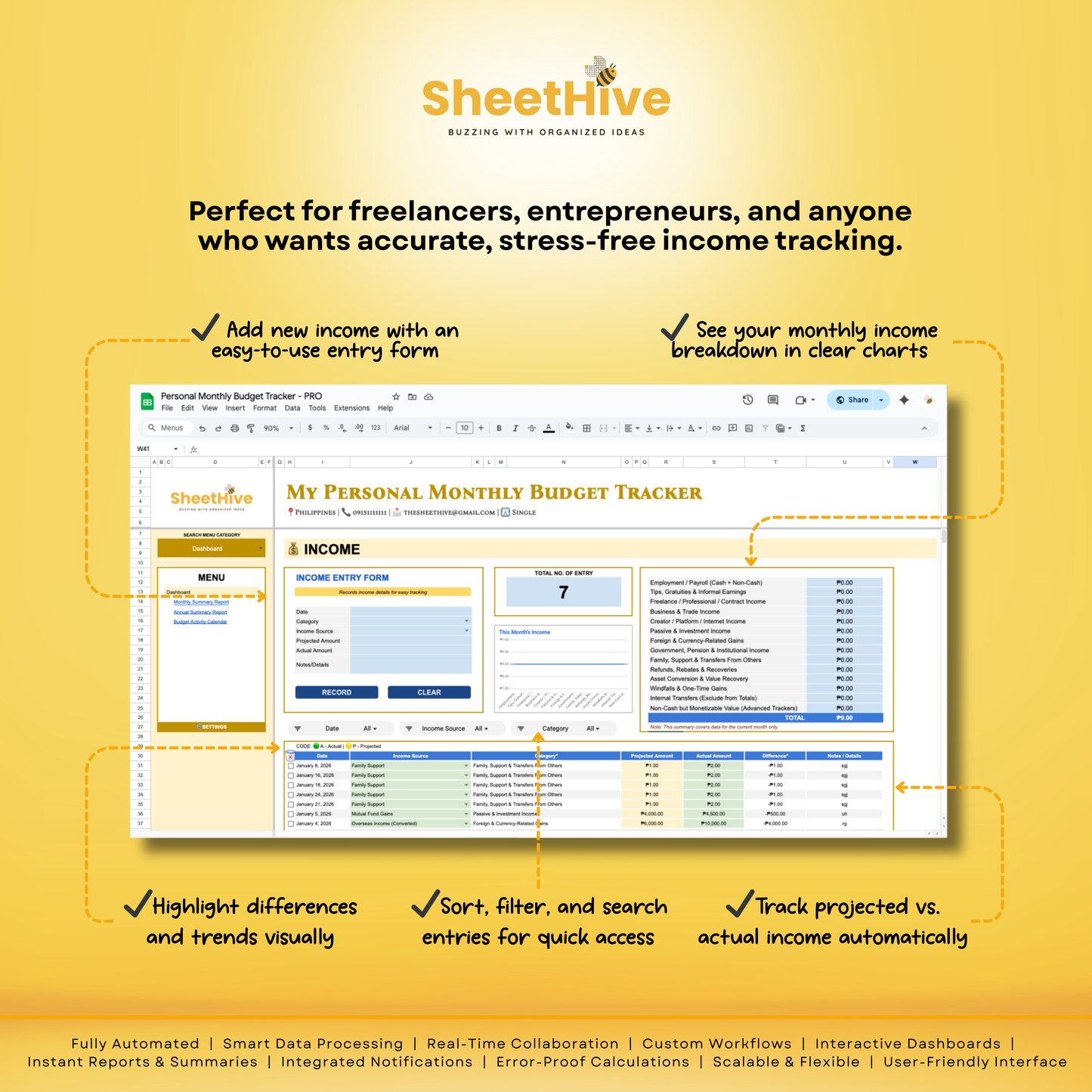 Personal Monthly Budget Tracker - PRO