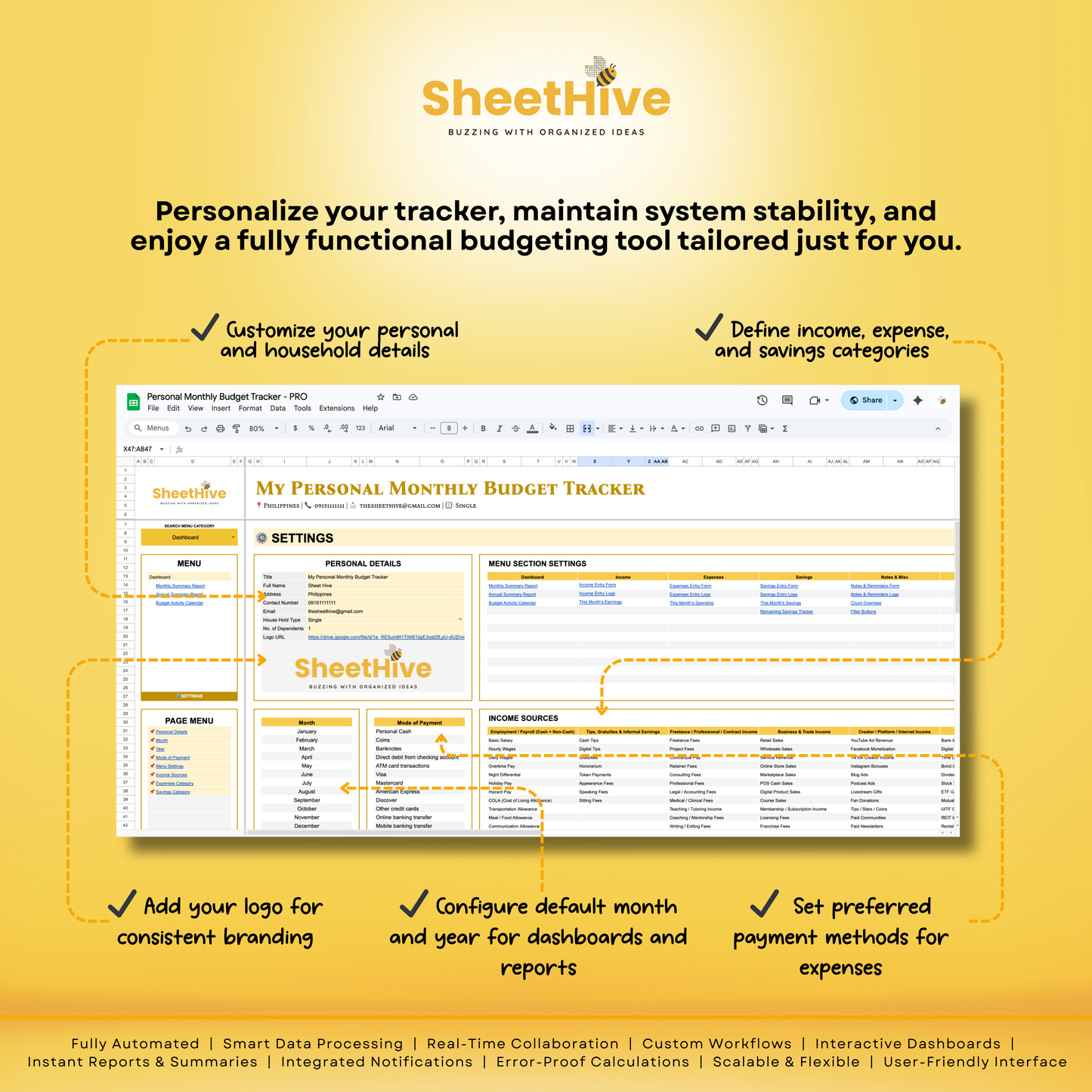 Personal Monthly Budget Tracker - PRO
