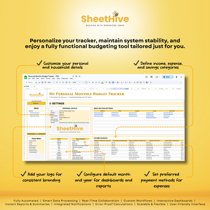Personal Monthly Budget Tracker - PRO